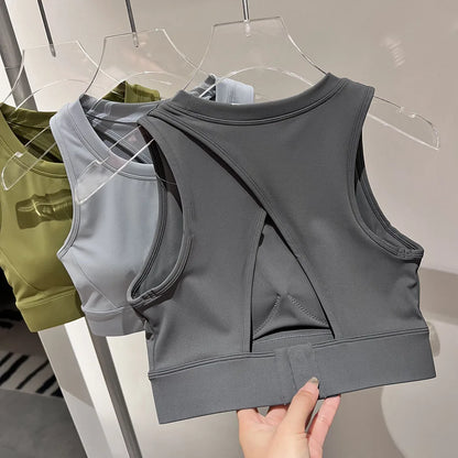 Lycar-Sujetador deportivo de tela para mujer, ropa interior deportiva con espalda hueca, mallas de entrenamiento