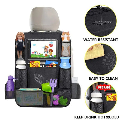 Organizador de Asiento Trasero de Coche con Soporte para Tableta y Protector de Almacenamiento, Impermeable y Duradero para Viajes
