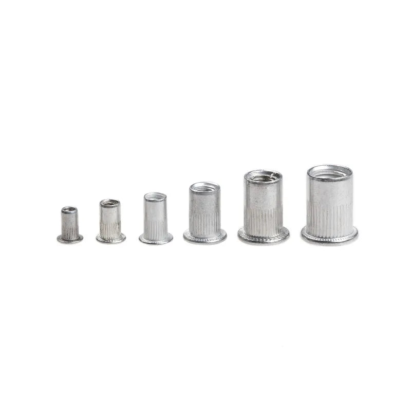 Set de 300/190/165/150/100 Piezas de Tuercas Remachadas de Cabeza Plana M3 M4 M5 M6 M8 M10 en Aluminio con Herramienta de Inserción