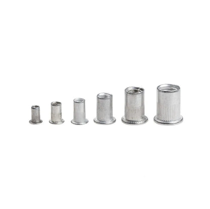 Set de 300/190/165/150/100 Piezas de Tuercas Remachadas de Cabeza Plana M3 M4 M5 M6 M8 M10 en Aluminio con Herramienta de Inserción
