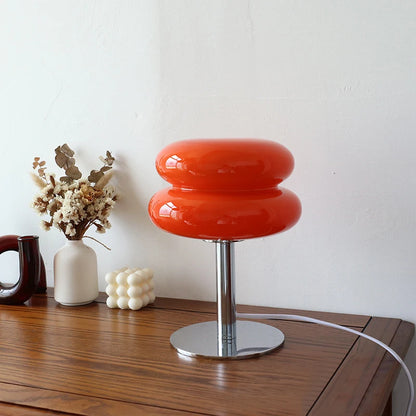 Lámpara de Mesa de Vidrio Macaron con Regulación Tricolor - Iluminación Atmosférica para Sala de Estar y Dormitorio - Luz Nocturna Protectora para los Ojos
