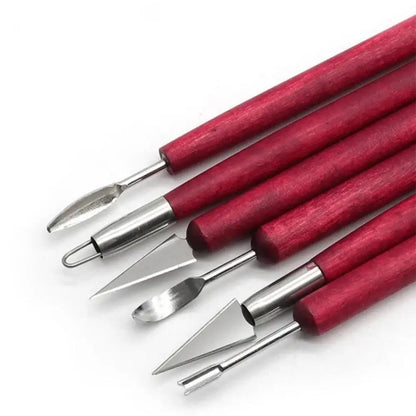 Set de 6 Herramientas de Escultura para Cerámica y Arcilla | Mango de Madera y Doble Cabezal