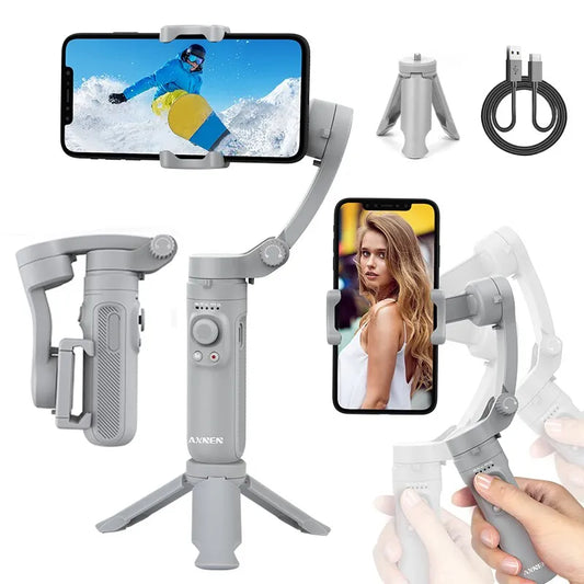 Estabilizador de 3 Ejes HQ3 para Smartphone - Grabación de Video Plegable, Estabilizador de Mano para Videos Nítidos y sin Vibraciones en iPhone y Android