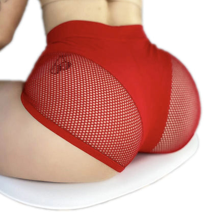 Shorts de Malla con Aberturas para Mujeres | Hot Pants Elásticos de Cintura Media para Fitness y Pole Dance
