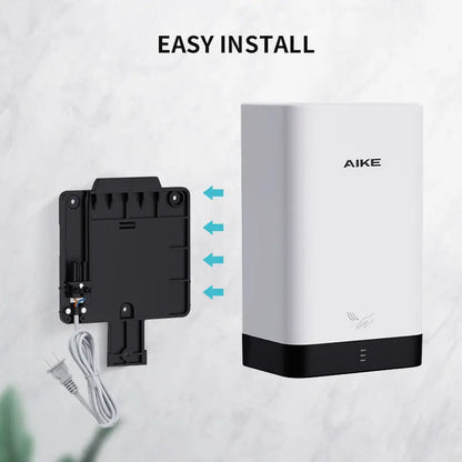 AIKE Secador de Manos Mini Portátil Automático - Secado Rápido en 10-15s para Baños y Hogares (Modelo AK2822)