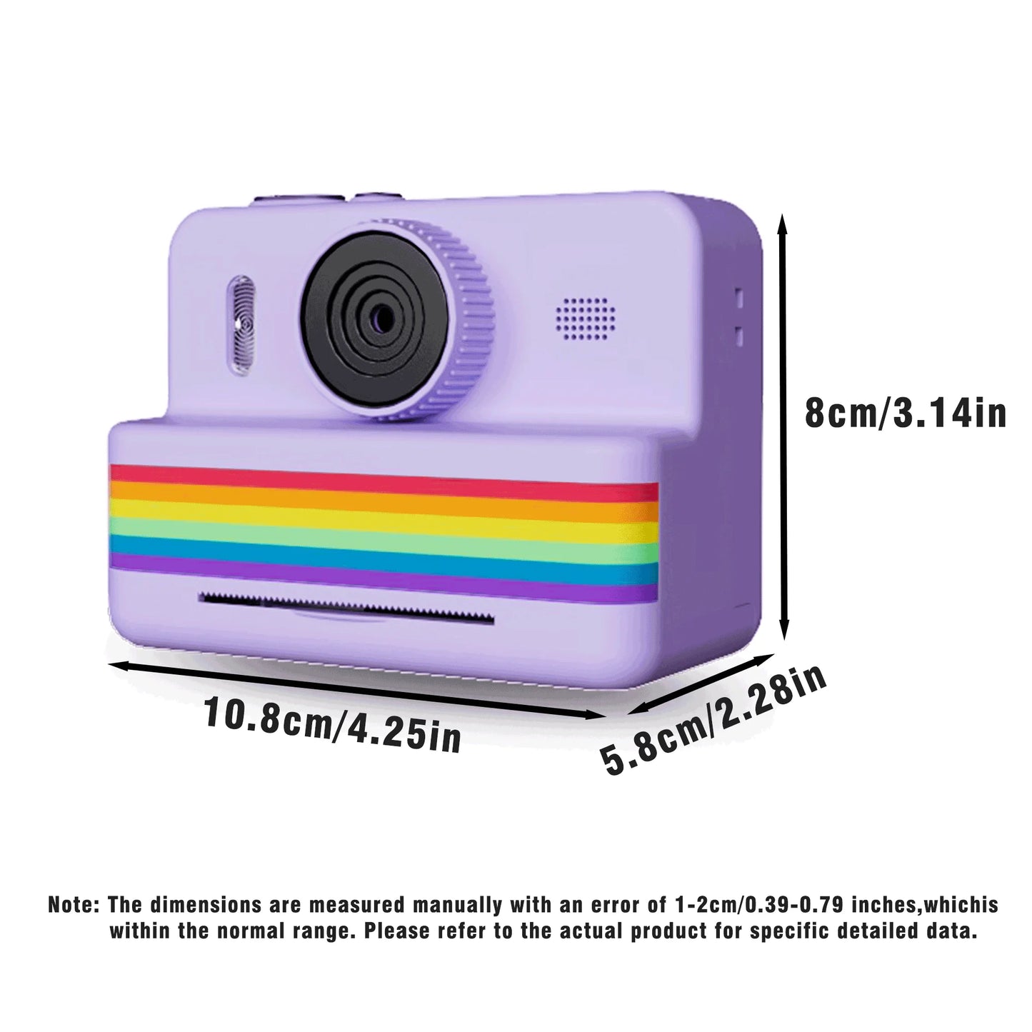 Cámara Instantánea de 2.8 Pulgadas con Pantalla Grande, Cámara Digital HD para Niños, Juguete Portátil de Impresión Sin Tinta para Exterior