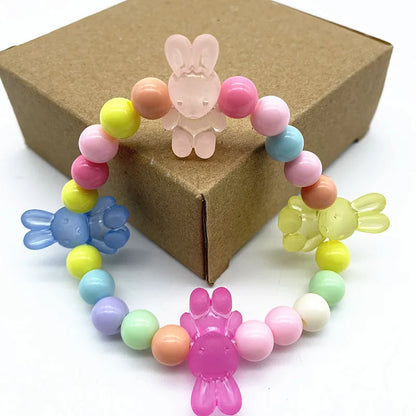 Set de 10 Figuras Transparentes de Acrílico para Anillos y Pulseras DIY - Osito, Conejo y Arcoíris - Ideal para Manualidades y Regalos Hechos en Casa