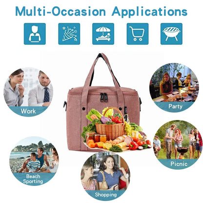 Bolsa Térmica Insulada para Almuerzo, Reutilizable, Gran Capacidad con Correa para Hombro, Ideal para Trabajo, Oficina, Picnic y Viajes