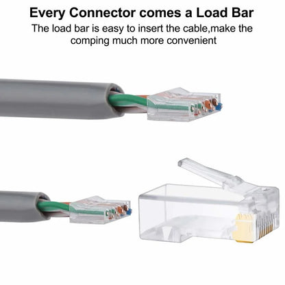 Conector RJ45 Cat6 de NASTAKO - 20/50/100 Unidades de Conectores Modulares 8P8C para Cable Ethernet CAT6 Cat5e con Tapones RJ45 de 6.5mm