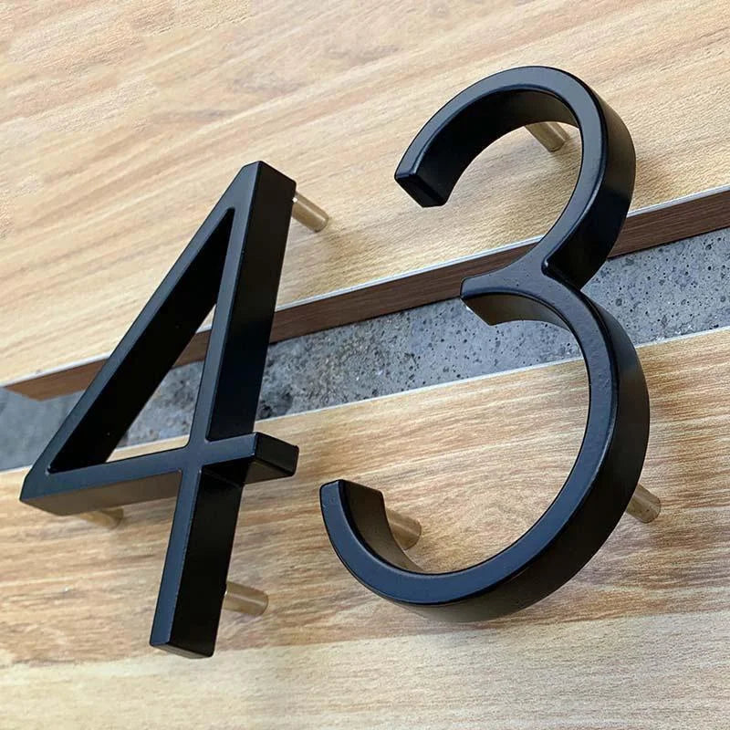 Números de Casa Flotantes de 125mm en Color Negro, Placas Modernas para Dirección Exterior, Carteles de Buzón