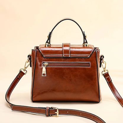 Bolso de piel auténtica con doble cremallera para mujer, bandolera de piel de vaca auténtica, decoración con cierre, de lujo