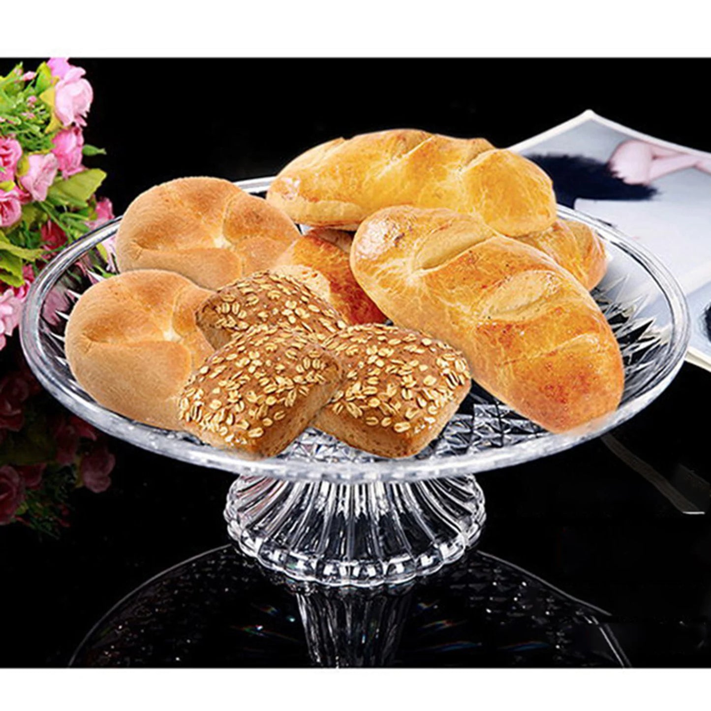 Soporte de Exhibición para Cupcakes y Pasteles – Plato Reutilizable de Acrílico a Prueba de Roturas, Ideal para Postres y Frutas, Transparente/Dorado/Gris