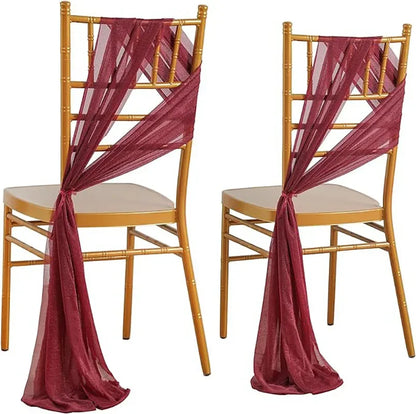 Juego de fajas de gasa brillante para silla, fundas decorativas para bodas, banquetes y eventos, 10/50 piezas, 17x250 cm