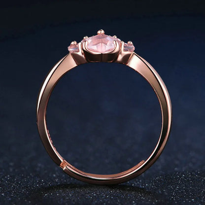 Anillo de apertura de garra de gato para mujer, sortija ajustable chapada en huella de cristal de oro rosa, joyería romántica de amor de boda