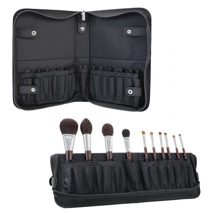 Organizador Profesional de Brochas de Maquillaje - Estuche Plegable de 29 Compartimentos con Cierre de Cremallera
