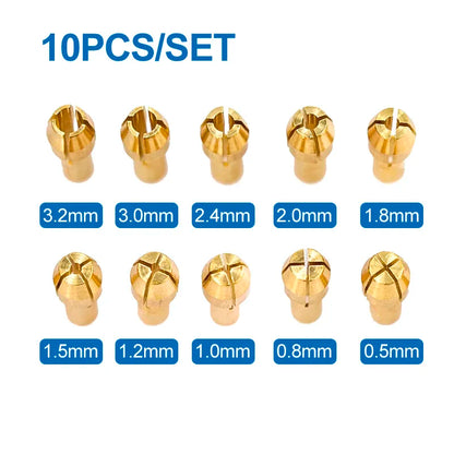 Juego de 10 Porta Brocas XCAN para Mini Taladro de 0.5-3.2mm con Vástago de 4.3/4.8mm - Adaptadores de Latón para Herramientas Rotativas Dremel