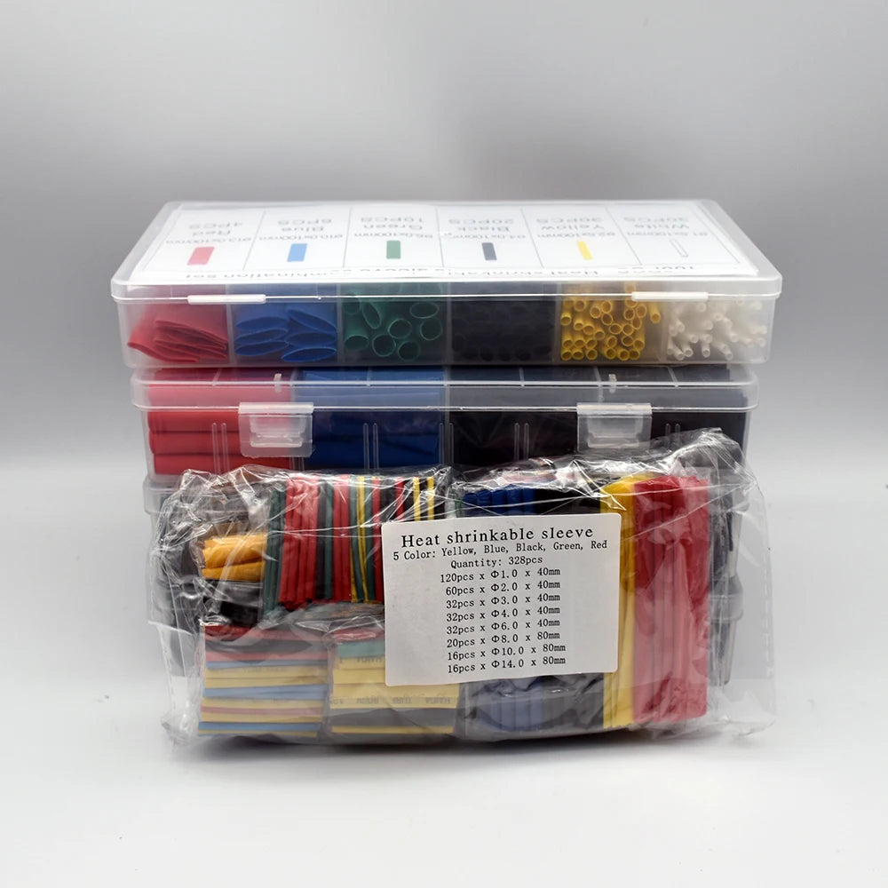 Set de Tubos Termorretráctiles 2:1, 328 PCS de Poliolefina, Aislantes y Flexibles para Conexiones de Cables y Protección de Líneas de Datos