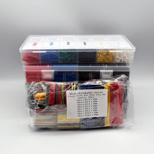 Set de Tubos Termorretráctiles 2:1, 328 PCS de Poliolefina, Aislantes y Flexibles para Conexiones de Cables y Protección de Líneas de Datos