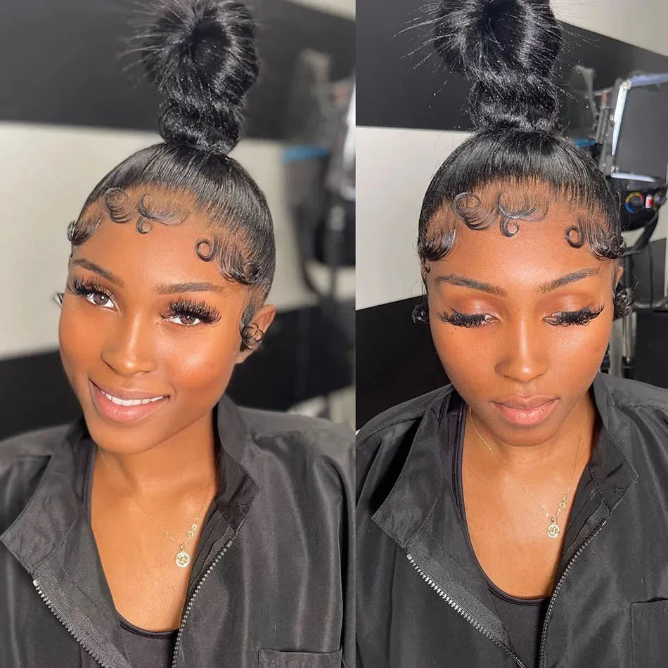 Peluca de cabello humano liso de 13x4 y 13x6 para mujeres negras, postizo de encaje Frontal completo 360, pelo brasileño predespuntado