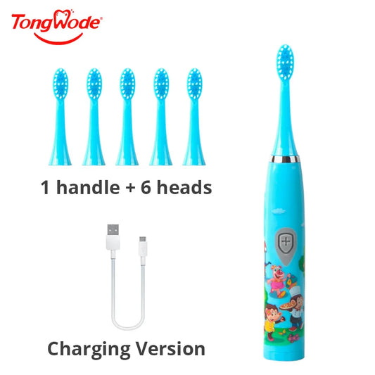 Cepillo de Dientes Eléctrico para Niños Sonic Colorido y Divertido | Recargable por USB, Cabezal Suave y Automático, Impermeable IPX7