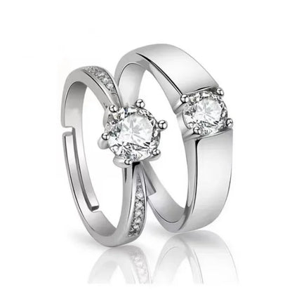 Anillo de Compromiso Moissanita con Diseño Abierto - Anillo Clásico de Pareja para Hombres y Mujeres, Anillo de Boda