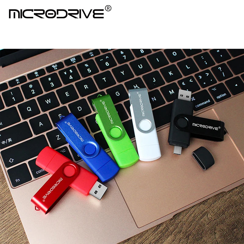 Metal OTG 2 en 1 Pen Drive USB Tipo C | 128GB, 64GB, 32GB, 16GB | Memoria USB Flash con Conector Micro-USB | Alta Velocidad y Durabilidad | Memoria Portátil