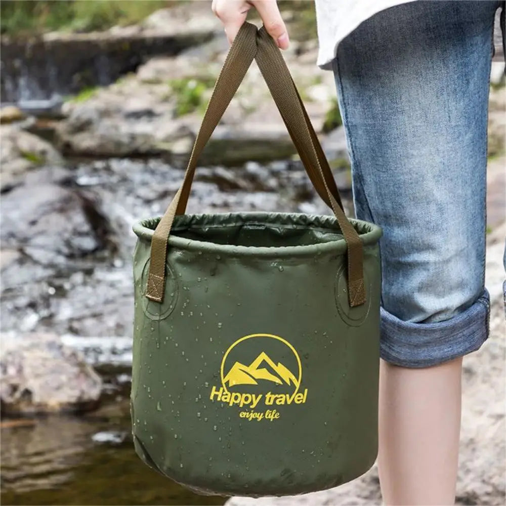 Cubo Plegable de PVC para Exteriores, Bolsa de Agua Portátil Multifuncional para Viaje, Pesca, Camping, Cesta de Almacenamiento