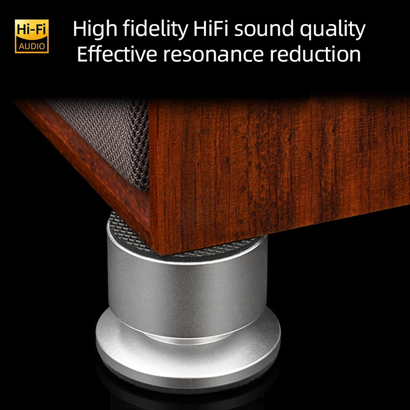 Soportes de Altavoz HiFi - 4 Piezas con Picos de Aluminio y Fibra de Carbono, Ajustables y Antivibración