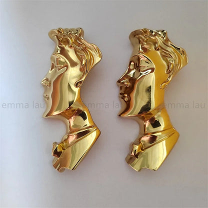 Manija de armario de cara de arte dorado brillante, perilla de cajón de latón macizo, manijas de puerta de armario, decoración de muebles