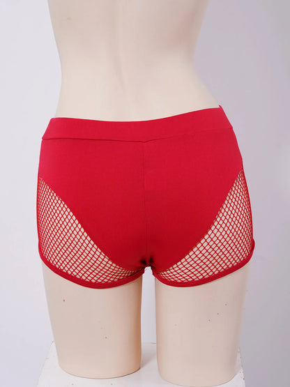 Shorts de Red Fishnet para Mujer, Lencería Sexy de Cintura Media, Pantalones Cortos Elásticos para Yoga, Pole Dance y Fitness