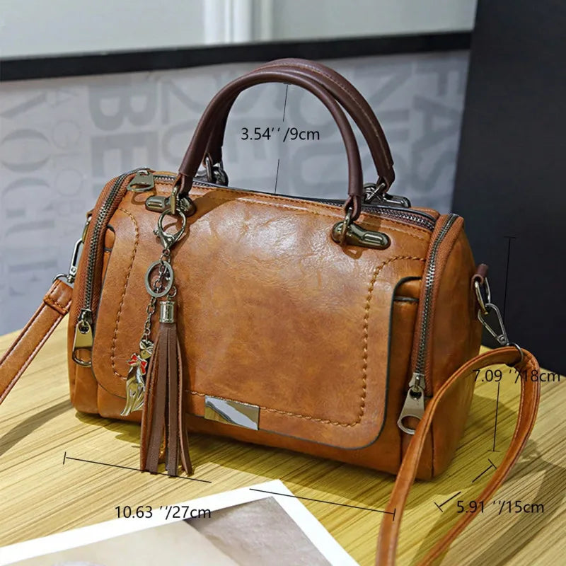 Bolso de Mano con Adorno de Borlas Yogodlns, Bolso de Hombro de Gran Capacidad para Mujer, Bolso de Moda con Cremallera y Correa Removible
