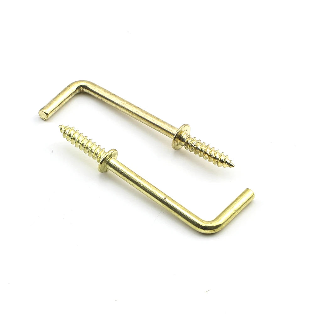 JUIDINTO 10-30 Pcs Ganchos de Tornillo en Forma de L Dorados - 1/2" y 3/4" de Acero al Carbono para Colgar en Pared
