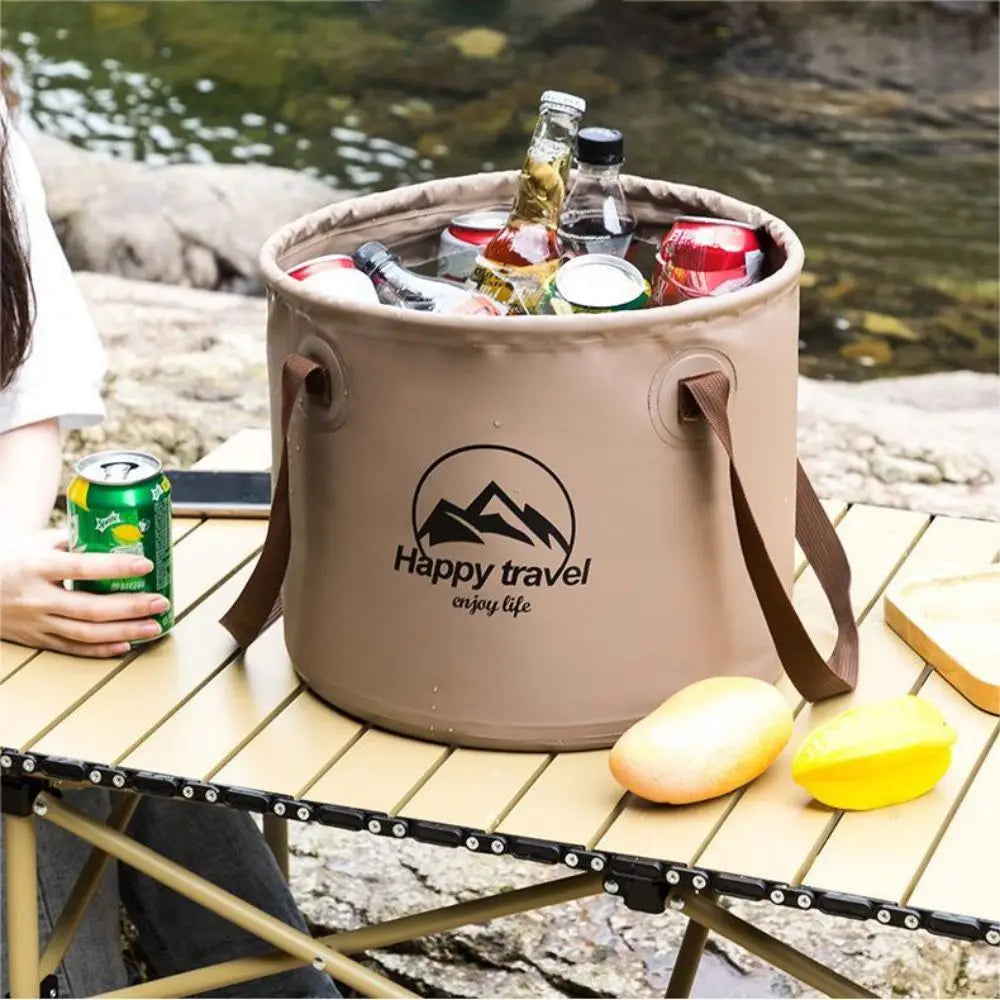 Cubo Plegable de PVC para Exteriores, Bolsa de Agua Portátil Multifuncional para Viaje, Pesca, Camping, Cesta de Almacenamiento