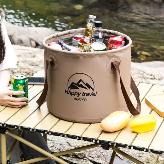 Cubo Plegable de PVC para Exteriores, Bolsa de Agua Portátil Multifuncional para Viaje, Pesca, Camping, Cesta de Almacenamiento