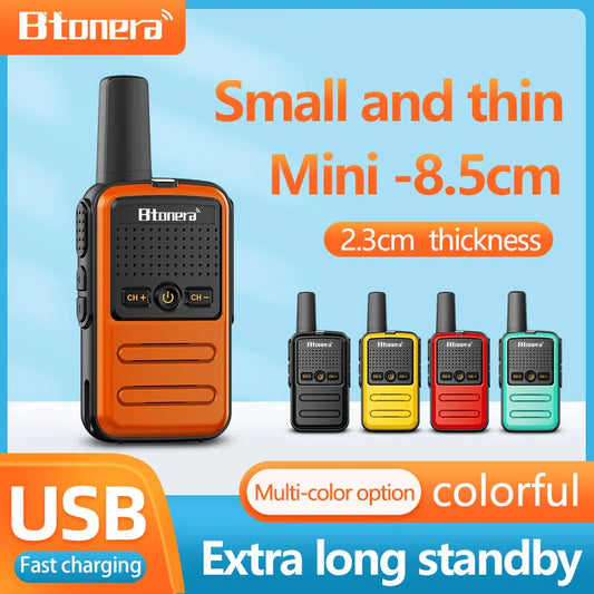 Btoera 2 Pcs Mini Walkie Talkie PMR 446 | Radio Bidireccional Portátil 5W 16CH UHF 400-470MHz