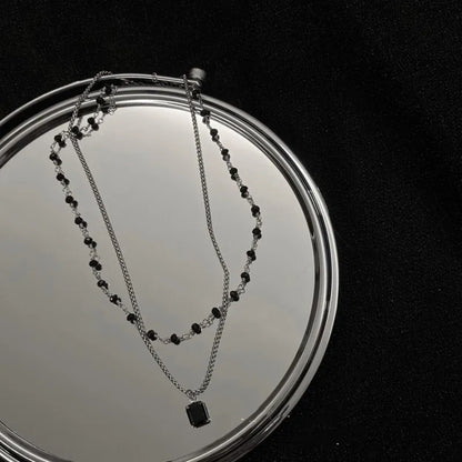 Gargantilla de Doble Capa para Mujer - Collar de Cuentas Geométrico Color Plateado - Regalo Ideal para Amigas - Joyería al por Mayor