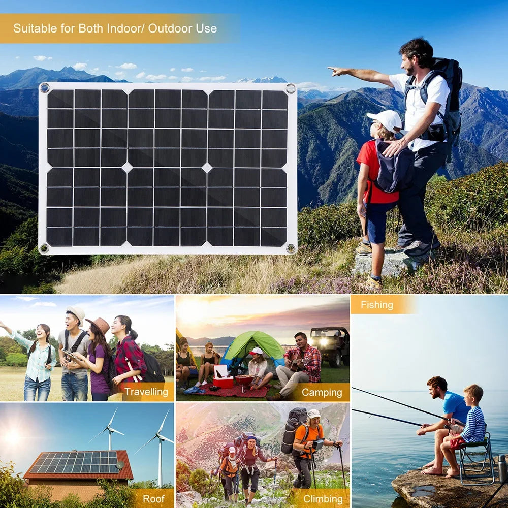 Panel Solar de 40W-1200W con Controlador de Carga y Puertos USB - Ideal para Camping y Actividades al Aire Libre