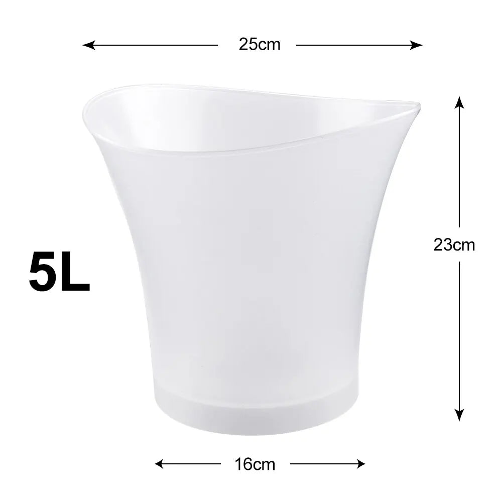 Cubo de hielo LED impermeable para bares, cubos de cerveza, champán, fiesta nocturna, 5L, 6 colores