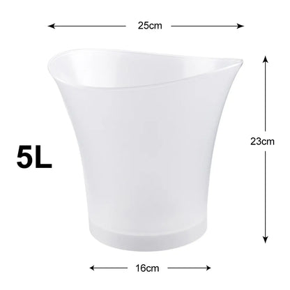 Cubo de hielo LED impermeable para bares, cubos de cerveza, champán, fiesta nocturna, 5L, 6 colores
