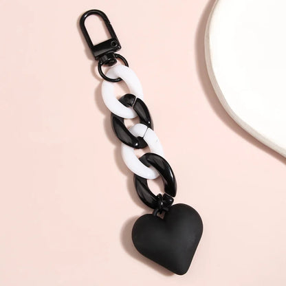 Llavero de corazón hecho a mano para mujer y niña, cadena de eslabones de plástico acrílico, colgante de bolso, accesorios, llaves de coche, regalos de joyería