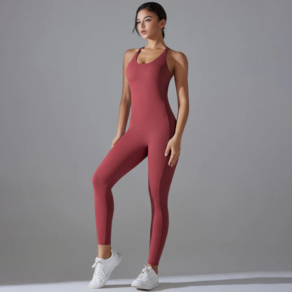 Bodycon Enterizo Deportivo Sin Espalda para Mujer - Push-Up, Yoga y Fitness