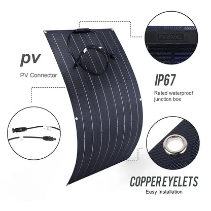 Kit de Panel Solar 600W/300W - Celdas Solares Monocristalinas Flexibles de 18V para Cargar Dispositivos al Aire Libre de Manera Eco-Amigable