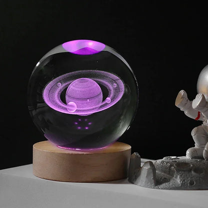 Esfera de Cristal 3D con Grabado Láser del Sistema Solar - Regalo de Astronomía para Cumpleaños y Decoración del Hogar