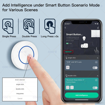 Interruptor Inteligente Tuya ZigBee con Botón Push Inalámbrico - Controlador de Escenas Automatizadas, Alimentado por Batería