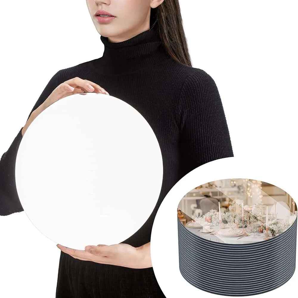 Juego de placa de vela de espejo acrílico redondo, base autoadhesiva para centros de mesa y decoración de pared