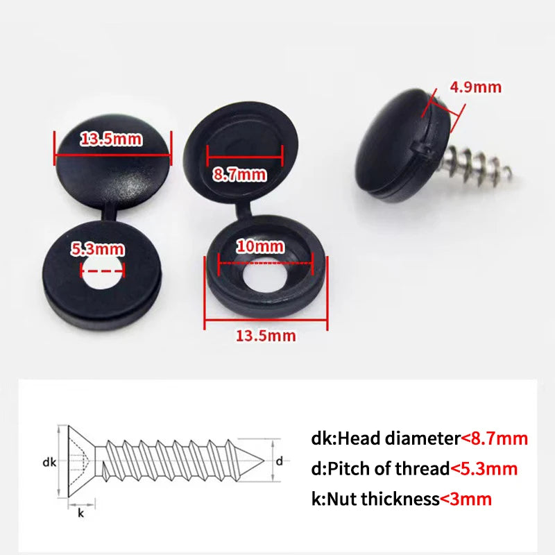 100 Piezas de Tapas Protectoras para Tornillos con Bisagra, Tapones Decorativos para Muebles y Automóviles – Varios Colores, Plástico Resistente
