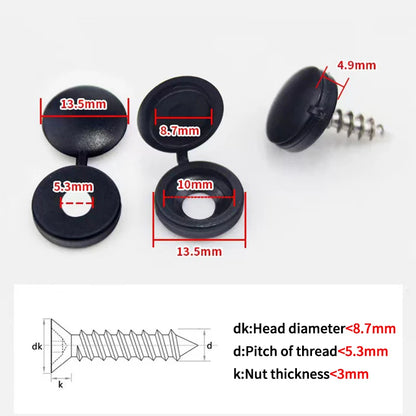 100 Piezas de Tapas Protectoras para Tornillos con Bisagra, Tapones Decorativos para Muebles y Automóviles – Varios Colores, Plástico Resistente
