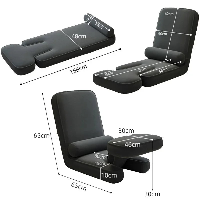 Sofá Cama Plegable 4 en 1 Ajustable con 15 Posiciones - Chaise Lounge Padded para Suelo con Cojín
