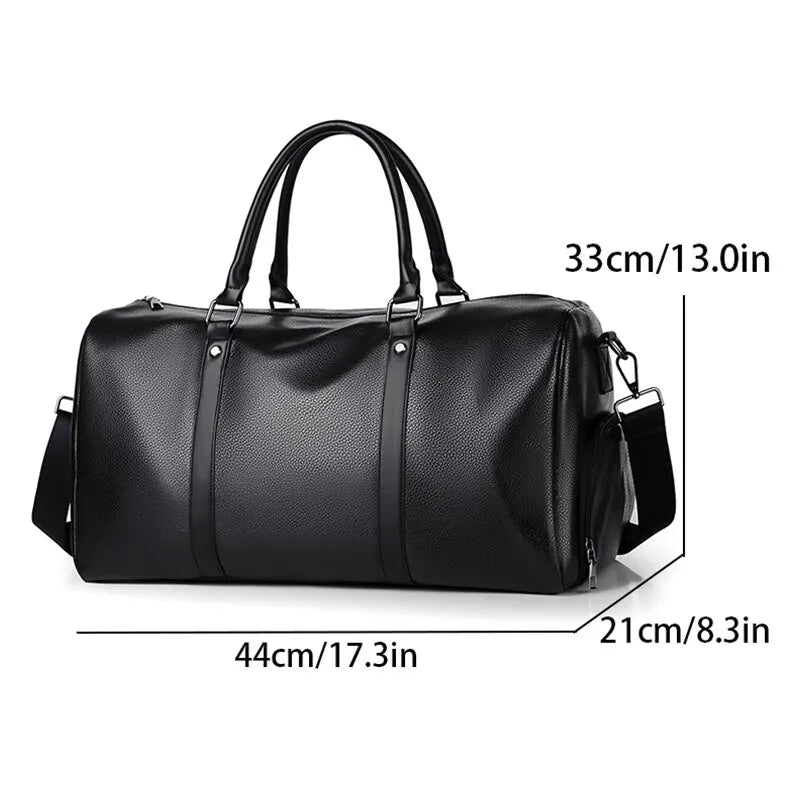 Bolso Retro Deportivo y de Viaje | Impermeable de Gran Capacidad | Bolsa de Entrenamiento PU con Compartimento para Zapatos