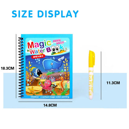 Libro Mágico de Dibujo con Agua, Libro Reutilizable Montessori para Niños, Juguete Educativo de Coloreado y Desarrollo Sensorial